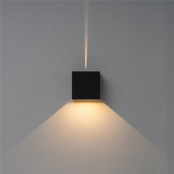 Aplique LED de exterior cuadrado DAVOS XL 15x15cm negro arena, 2x10W 3000K 1830Lm, IP65