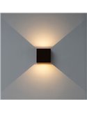 Aplique LED de exterior cuadrado DAVOS XL 15x15cm negro arena, 2x10W 3000K 1830Lm, IP65