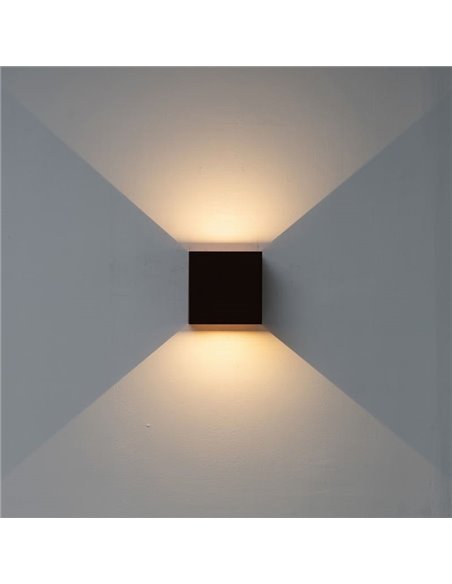 Aplique LED de exterior cuadrado DAVOS XL 15x15cm negro arena, 2x10W 3000K 1830Lm, IP65