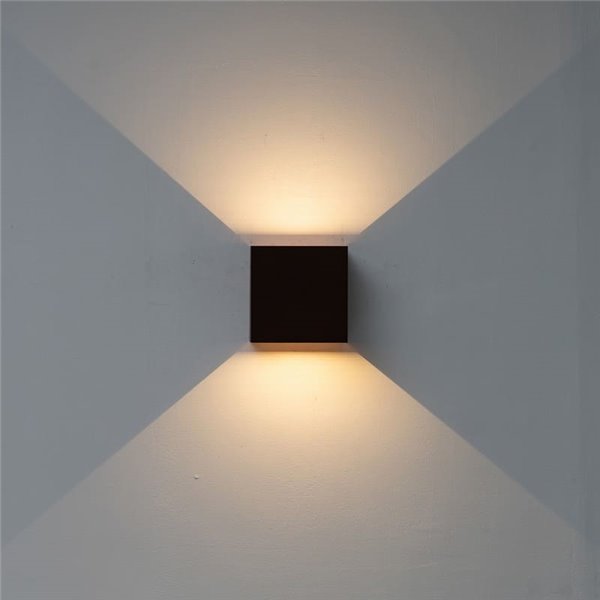 Aplique LED de exterior cuadrado DAVOS XL 15x15cm negro arena, 2x10W 3000K 1830Lm, IP65