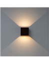 Aplique LED de exterior cuadrado DAVOS XL 15x15cm negro arena, 2x10W 3000K 1830Lm, IP65
