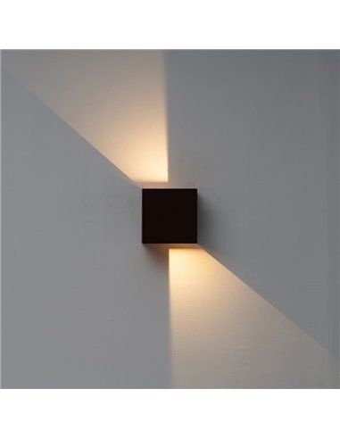 Aplique LED de exterior cuadrado DAVOS XL 15x15cm negro arena, 2x10W 3000K 1830Lm, IP65