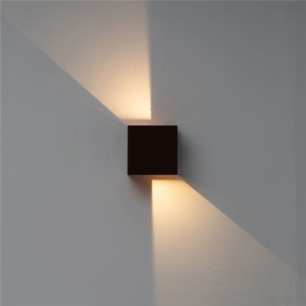 Applique murale extérieure carrée LED DAVOS XL 15x15cm, coloris noir, 2x10W 3000K 1830Lm, IP65