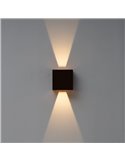 Applique murale extérieure carrée LED DAVOS XL 15x15cm, coloris noir, 2x10W 3000K 1830Lm, IP65