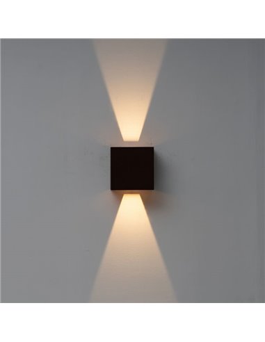Aplique LED de exterior cuadrado DAVOS XL 15x15cm negro arena, 2x10W 3000K 1830Lm, IP65