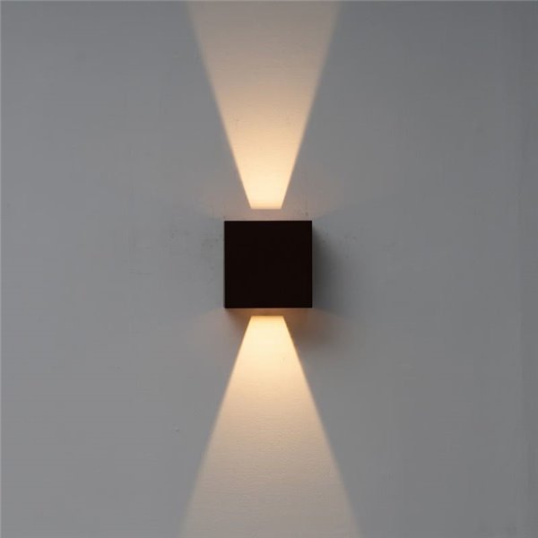 Aplique LED de exterior cuadrado DAVOS XL 15x15cm negro arena, 2x10W 3000K 1830Lm, IP65