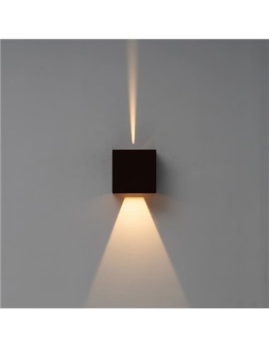 Aplique LED de exterior cuadrado DAVOS XL 15x15cm negro arena, 2x10W 3000K 1830Lm, IP65