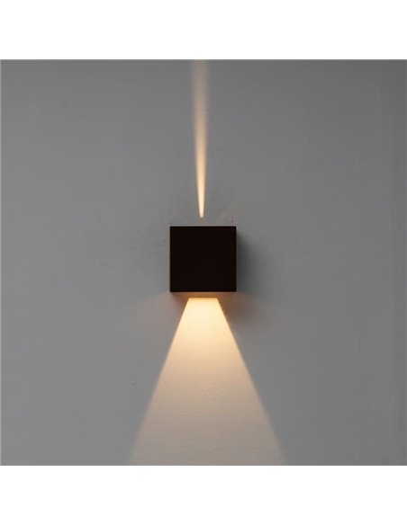 Aplique LED de exterior cuadrado DAVOS XL 15x15cm negro arena, 2x10W 3000K 1830Lm, IP65