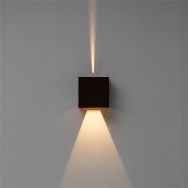 Aplique LED de exterior cuadrado DAVOS XL 15x15cm negro arena, 2x10W 3000K 1830Lm, IP65