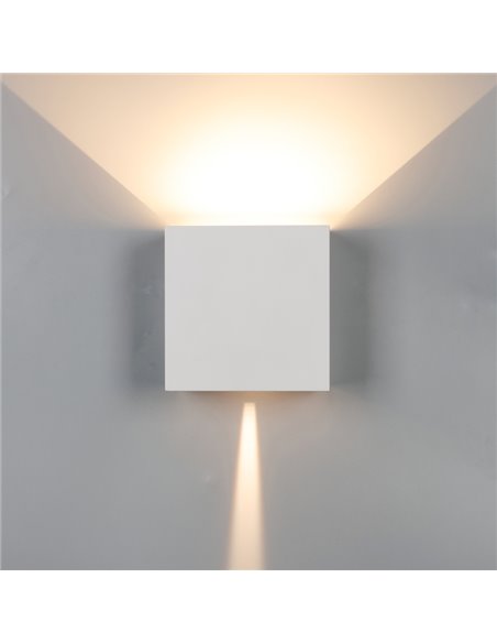 Aplique LED de exterior cuadrado DAVOS XL 15x15cm arena blanco, 2x10W 3000K 1830Lm, IP65