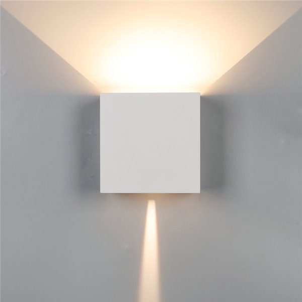 Aplique LED de exterior cuadrado DAVOS XL 15x15cm arena blanco, 2x10W 3000K 1830Lm, IP65