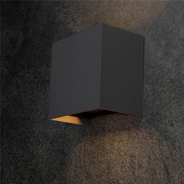 Aplique LED de exterior cuadrado DAVOS XL 15x15cm gris oscuro, 2x10W 3000K 1830Lm, IP65