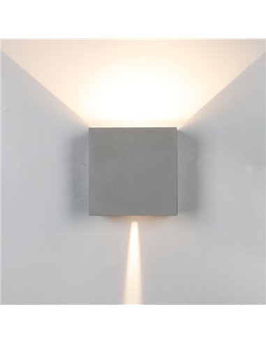 Applique murale extérieure carrée LED DAVOS XL 15x15cm, gris foncé, 2x10W 3000K 1830Lm, IP65