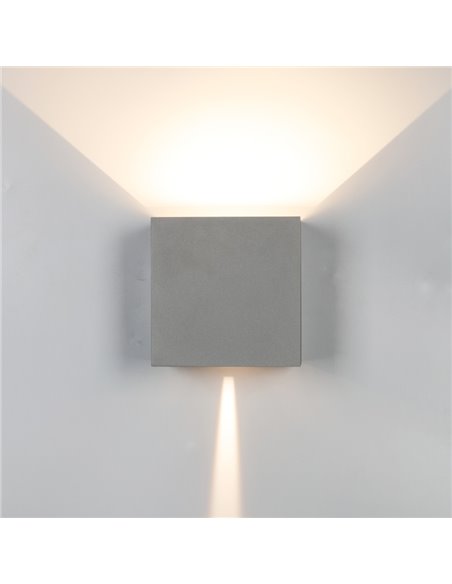 Aplique LED de exterior cuadrado DAVOS XL 15x15cm gris oscuro, 2x10W 3000K 1830Lm, IP65