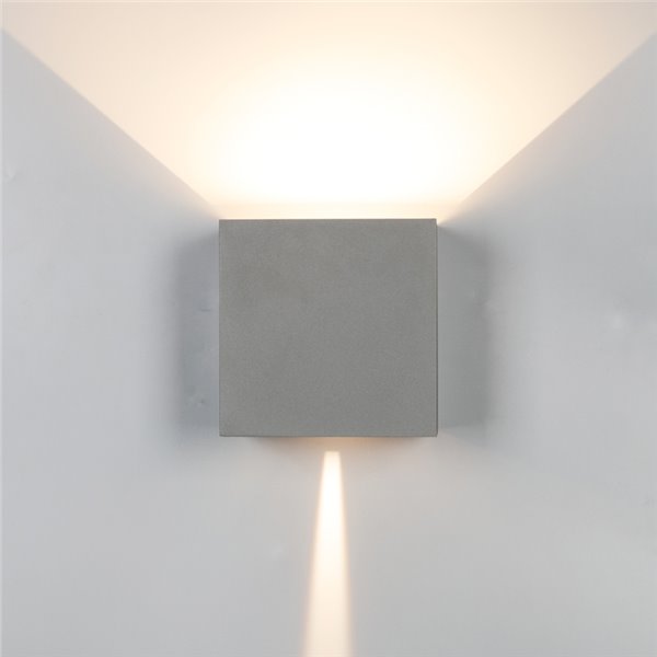 Aplique LED de exterior cuadrado DAVOS XL 15x15cm gris oscuro, 2x10W 3000K 1830Lm, IP65