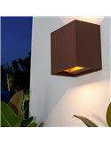 Aplique LED de exterior cuadrado DAVOS XL 15x15cm corten, 2x10W 3000K 1830Lm, IP65