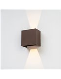 Aplique LED de exterior cuadrado DAVOS XL 15x15cm corten, 2x10W 3000K 1830Lm, IP65