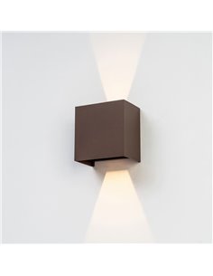 Aplique LED de exterior cuadrado DAVOS XL 15x15cm corten, 2x10W 3000K 1830Lm, IP65