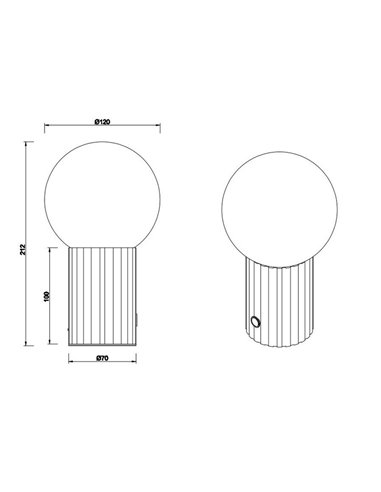 Lámpara LED de mesa TAURIS recargable USB 2W 200Lm 2300+3000+4000K IP20 Negro