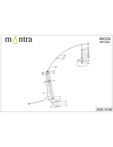 Luminária de chão LED preta RICCA, lâmpada E27 inclusa, 30W CTT 2700-3200-4000K, sem cúpula.