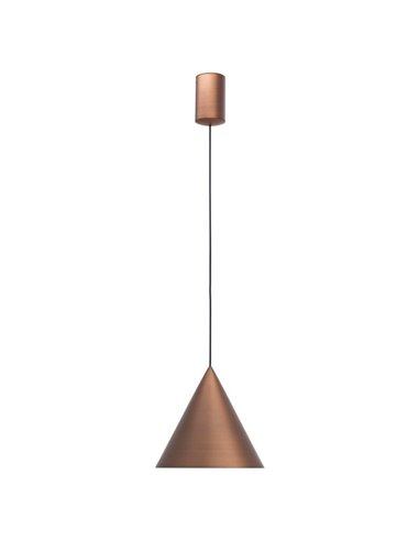 Lámpara de techo colgante LED cónico 10W CONO cobre Ø18cm, 3000K diseño moderno y regulable TRIAC