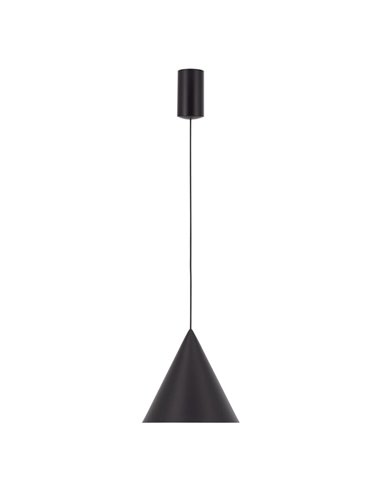 Suspension LED CONE noire Ø18cm 10W 3000K, design moderne, dimmable TRIAC