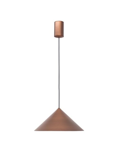Suspension LED CONE en cuivre Ø24cm, forme conique 10W 3000K, dimmable TRIAC