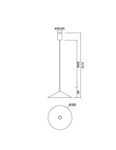 Luminária de teto pendente LED CONE em cobre Ø30cm 10W 3000K luz quente dimerizável TRIAC