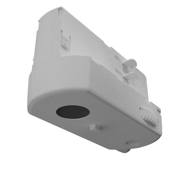 Adaptador branco para trilho T trifásico, conector para spots de LED, trilhos T.