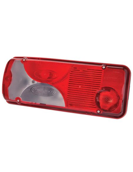 Lanterna traseira esquerda Vignal LC8 Iveco com luz de placa inferior e conector lateral HDSCS de 8 pinos.