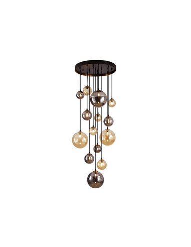 Lámpara de techo colgante 14 luces G9 DARK tulipas esféricas, hasta 500cm altura IP20
