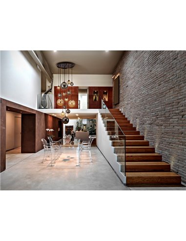 Suspension G9 DARK à 14 lumières avec abat-jour sphériques, hauteur maximale de 500 cm, IP20