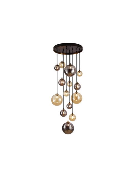 Lámpara de techo colgante 14 luces G9 DARK tulipas esféricas, hasta 500cm altura IP20