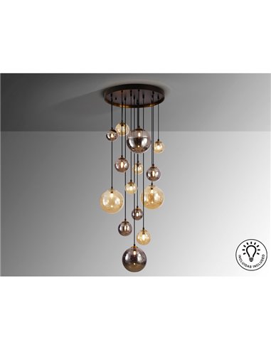 Lámpara de techo colgante DARK 14xG9 tulipas esféricas, hasta 300cm altura IP20