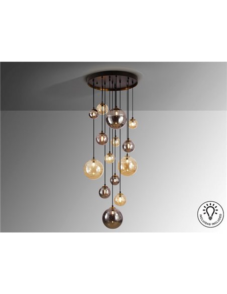 Lámpara de techo colgante DARK 14xG9 tulipas esféricas, hasta 300cm altura IP20