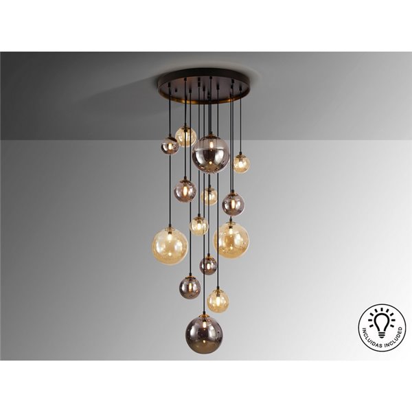 Lámpara de techo colgante DARK 14xG9 tulipas esféricas, hasta 300cm altura IP20