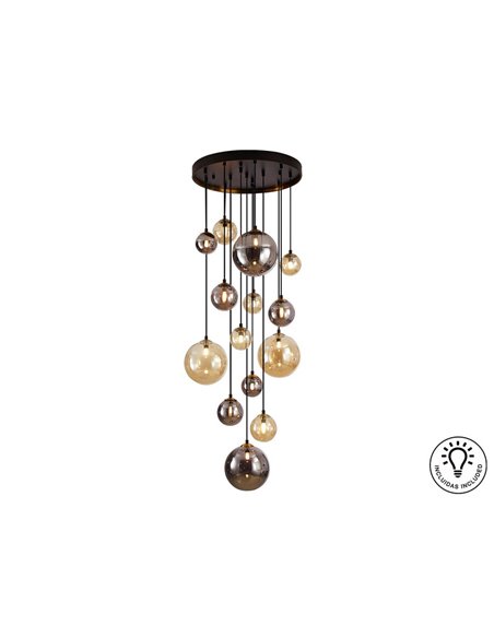 Luminária de teto pendente esférica DARK 14xG9, altura máxima de 300 cm, IP20