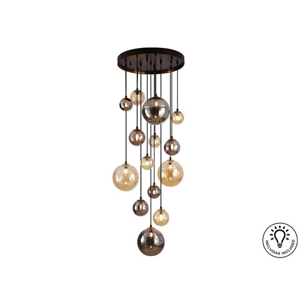 Lámpara de techo colgante DARK 14xG9 tulipas esféricas, hasta 300cm altura IP20