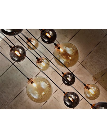 Lámpara de techo colgante DARK 14xG9 tulipas esféricas, hasta 300cm altura IP20