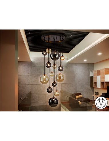 Luminária de teto pendente esférica DARK 14xG9, altura máxima de 300 cm, IP20