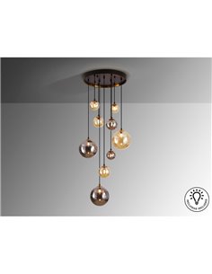 Luminária pendente esférica de cristal DARK 9xG9, até 200 cm de altura, IP20. 2