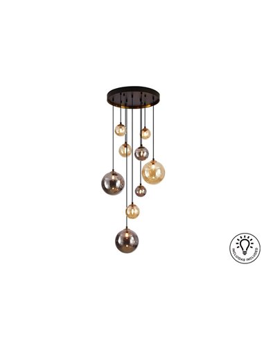 Lámpara colgante con esferas de cristal DARK 9xG9, hasta 200cm de altura IP20