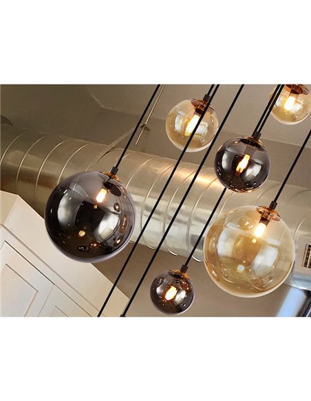 Lámpara colgante con esferas de cristal DARK 9xG9, hasta 200cm de altura IP20