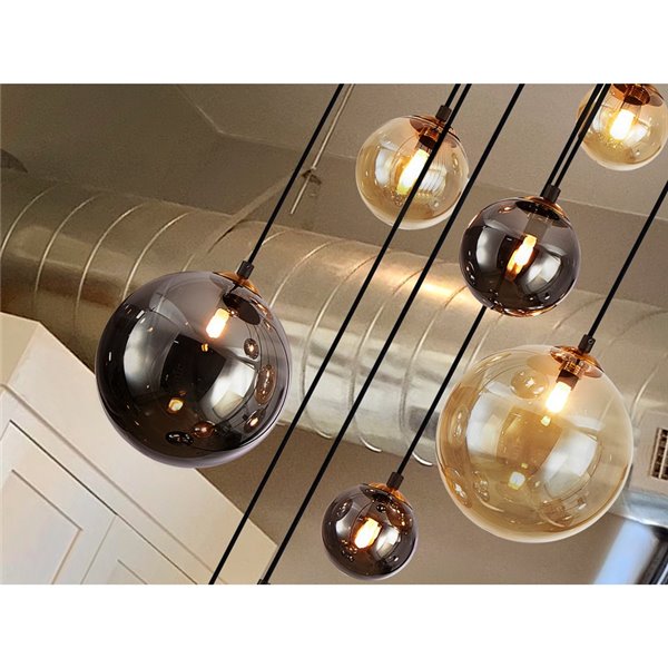Lámpara colgante con esferas de cristal DARK 9xG9, hasta 200cm de altura IP20