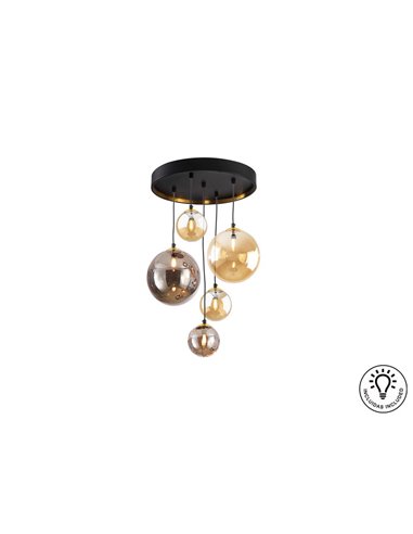 Luminária de teto DARK 5xG9, até 200 cm de altura, cúpulas esféricas IP20.