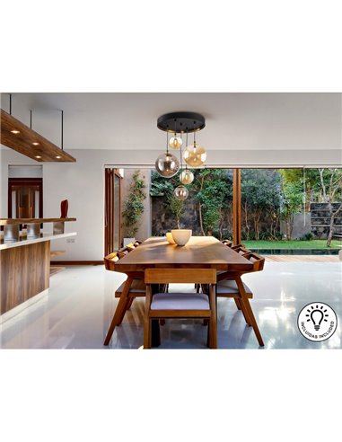 Lámpara de techo DARK 5xG9, hasta 200cm de altura, tulipas esféricas IP20