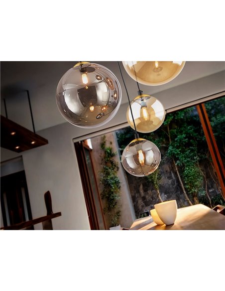Lámpara de techo DARK 5xG9, hasta 200cm de altura, tulipas esféricas IP20