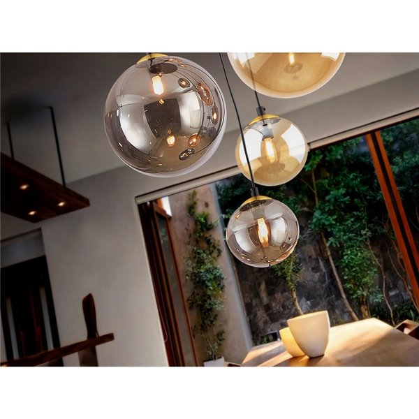 Lámpara de techo DARK 5xG9, hasta 200cm de altura, tulipas esféricas IP20