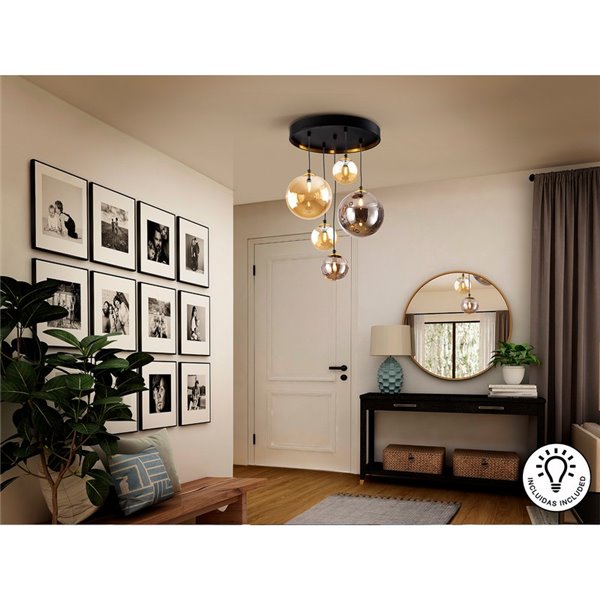 Luminária de teto DARK 5xG9, até 200 cm de altura, cúpulas esféricas IP20.