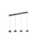 Lámpara de techo LED ORBES 4 luces dimmables, tulipas cromo negro, 29W 3000K 1304Lm